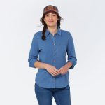 Women's Indigo Knit Button-Front Shirt
